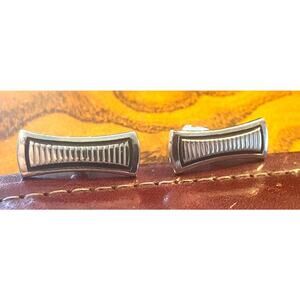 VTG Anson Cufflinks Silver Tone and Black, Etching
